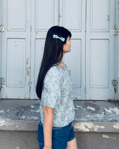 Silver Ribbon Hair Clip Set