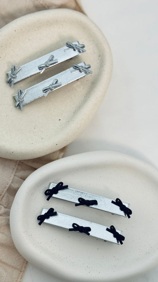 Petite ribbon clip set in minimalist style — Korean hair accessories by Cosa Cosa Bulgaria