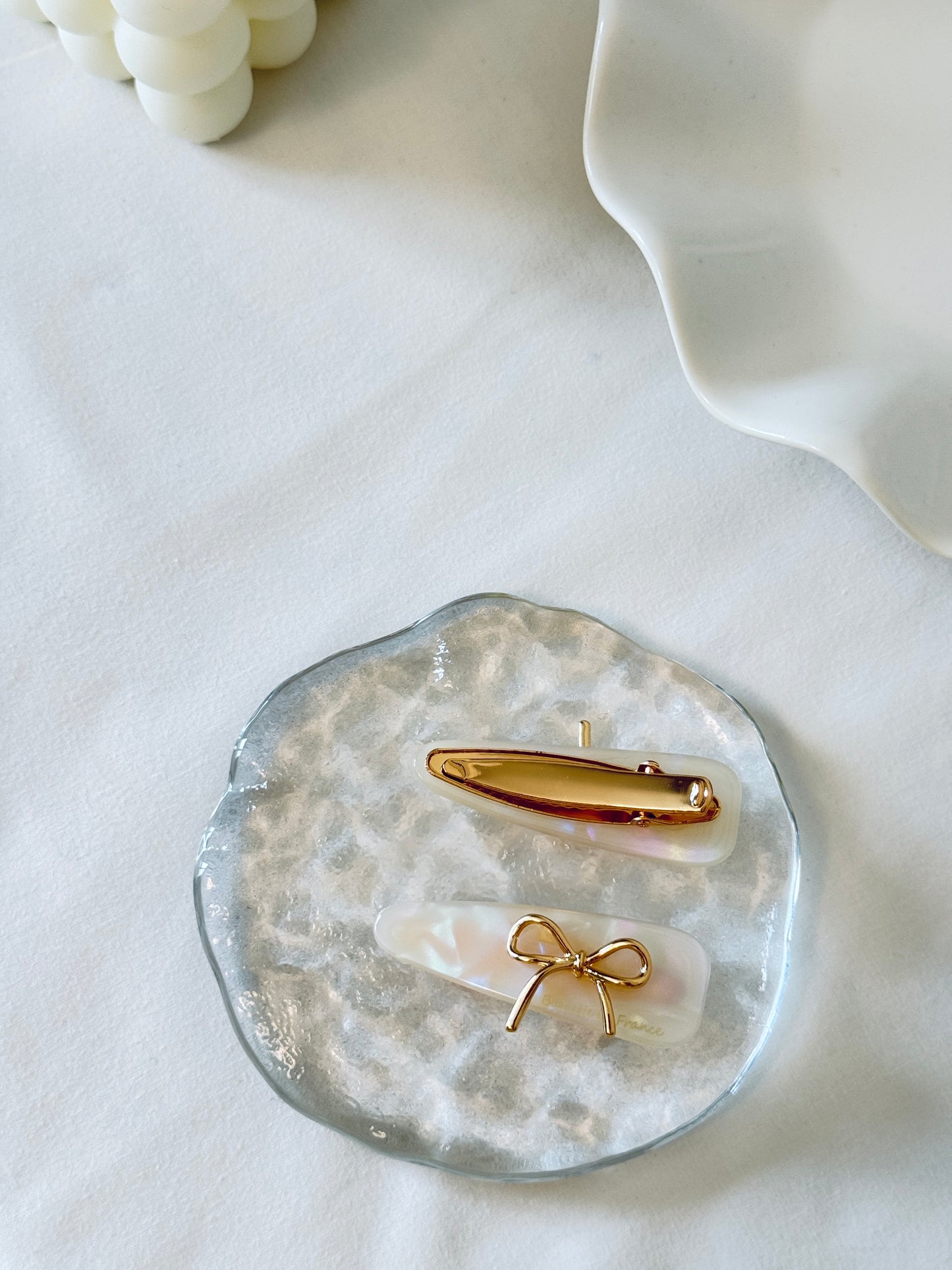Gold Ribbon Barrette Set