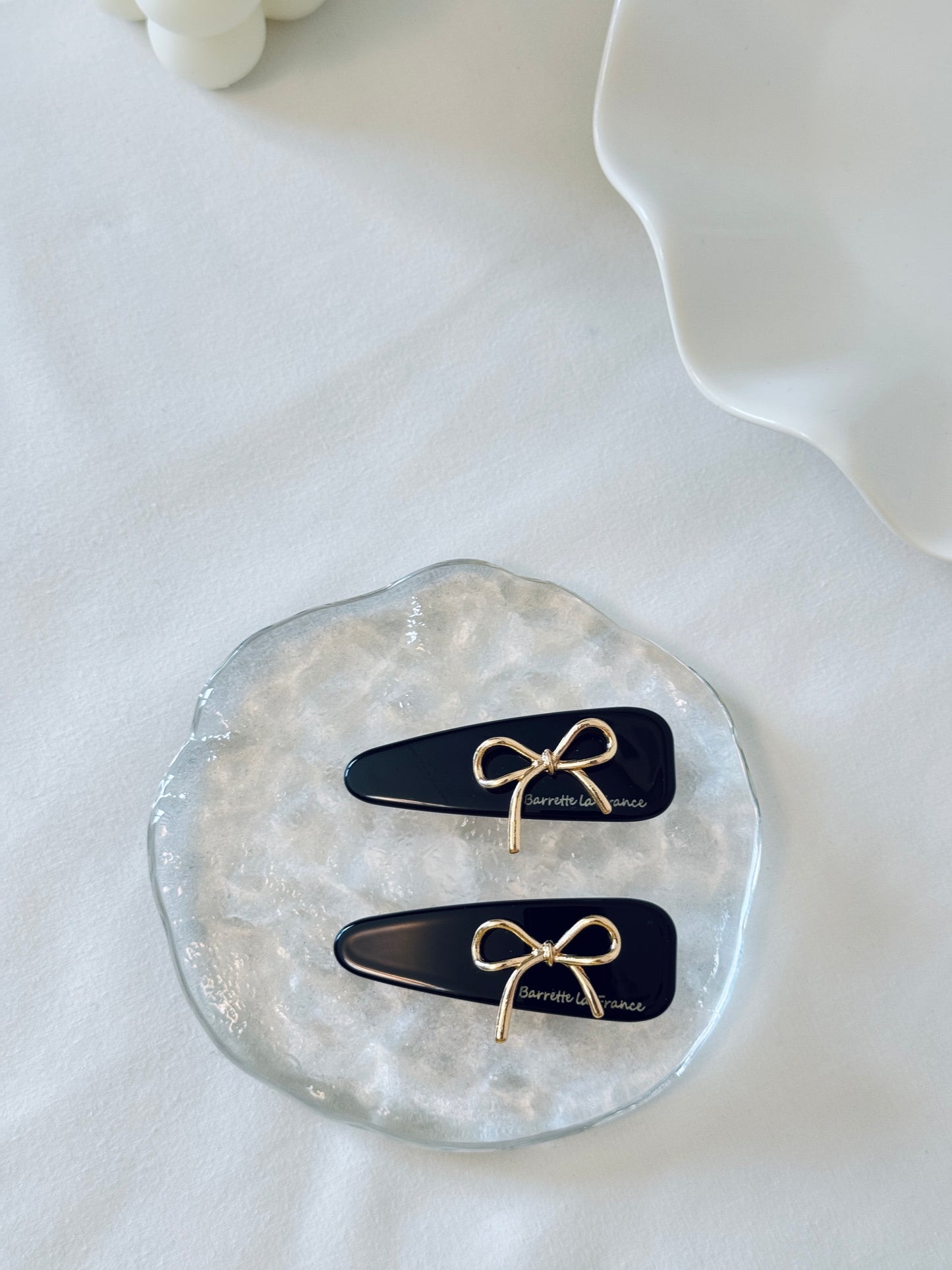 Gold Ribbon Barrette Set