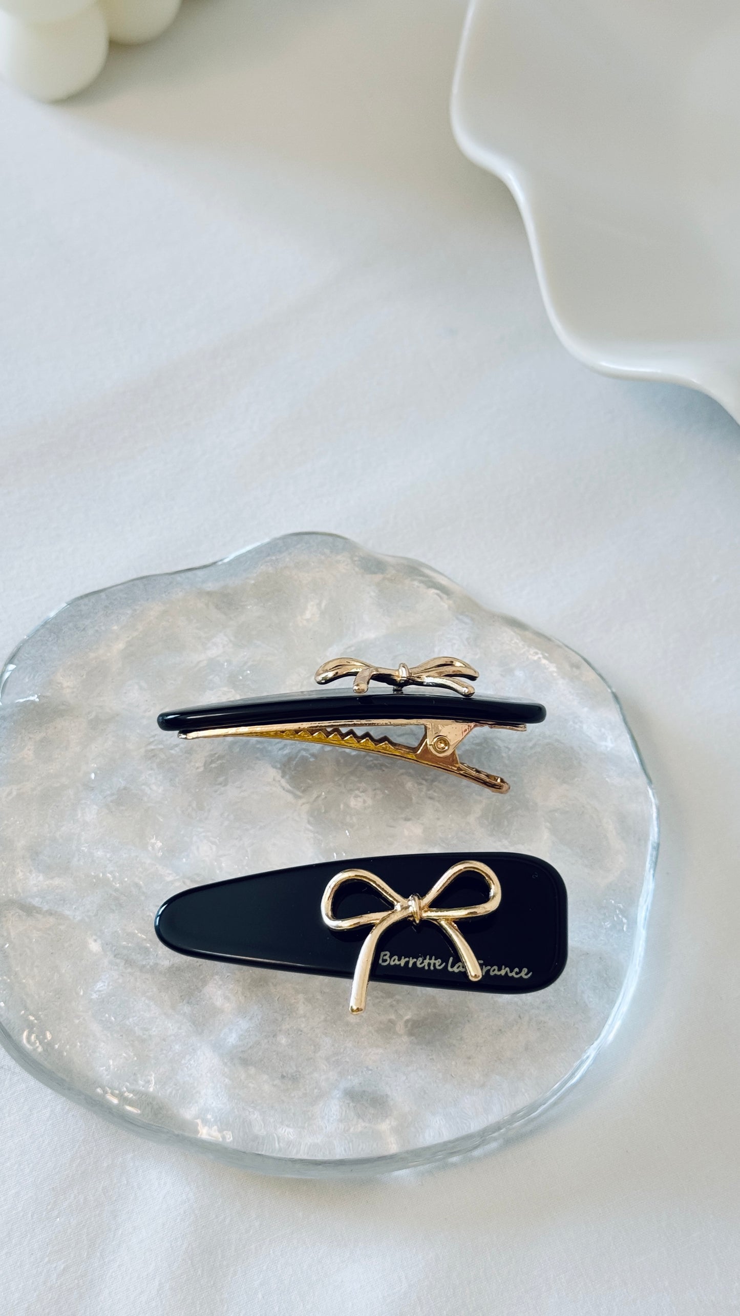 Gold Ribbon Barrette Set