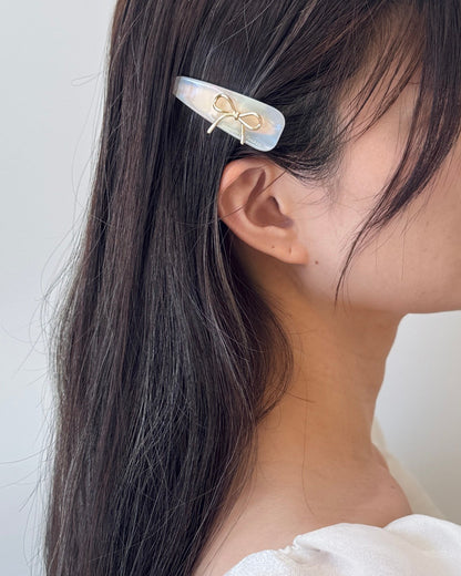 Gold ribbon barrette set cream — Cosa Cosa Hair