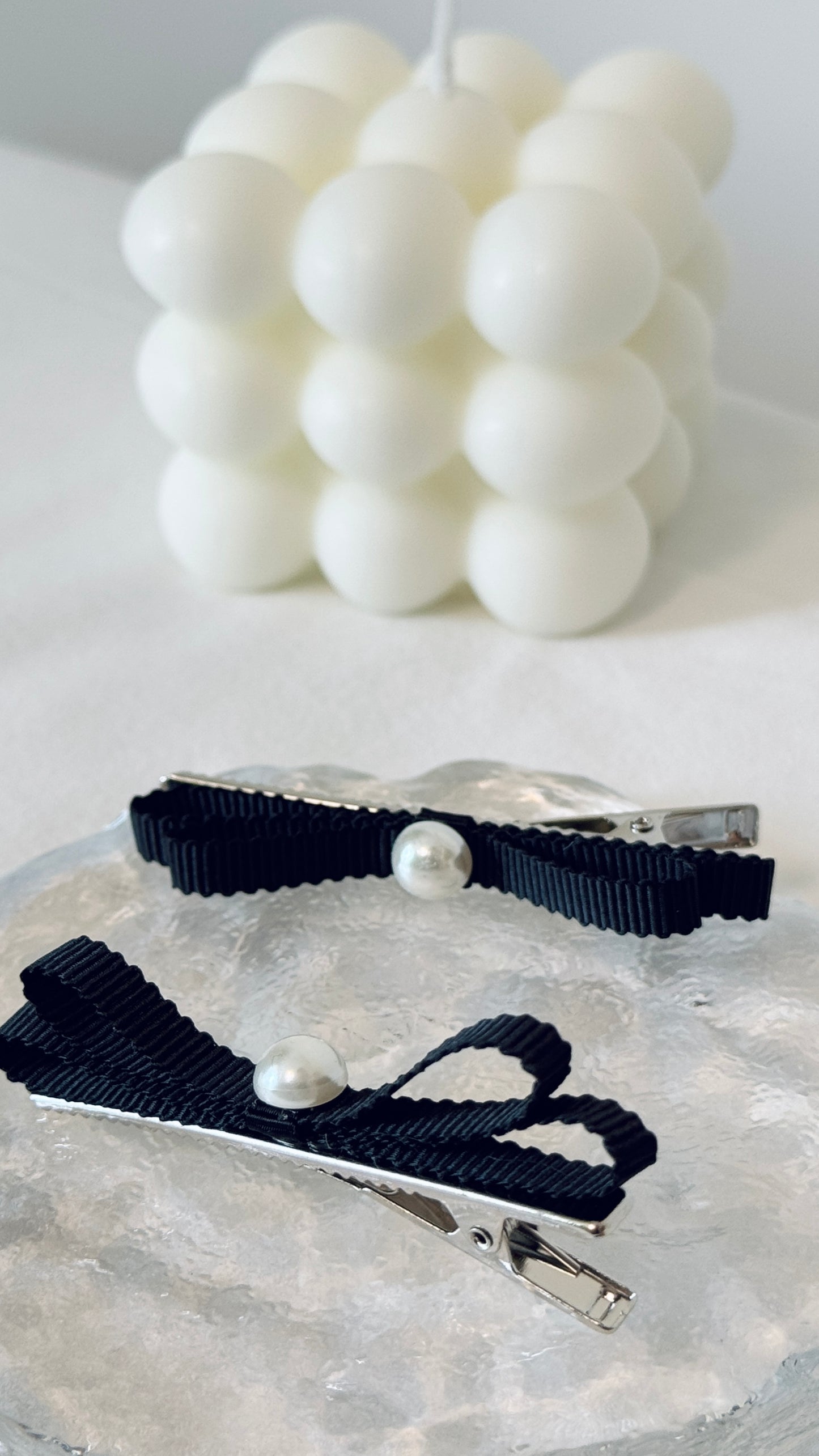Pearl Bow Hair Clip Set