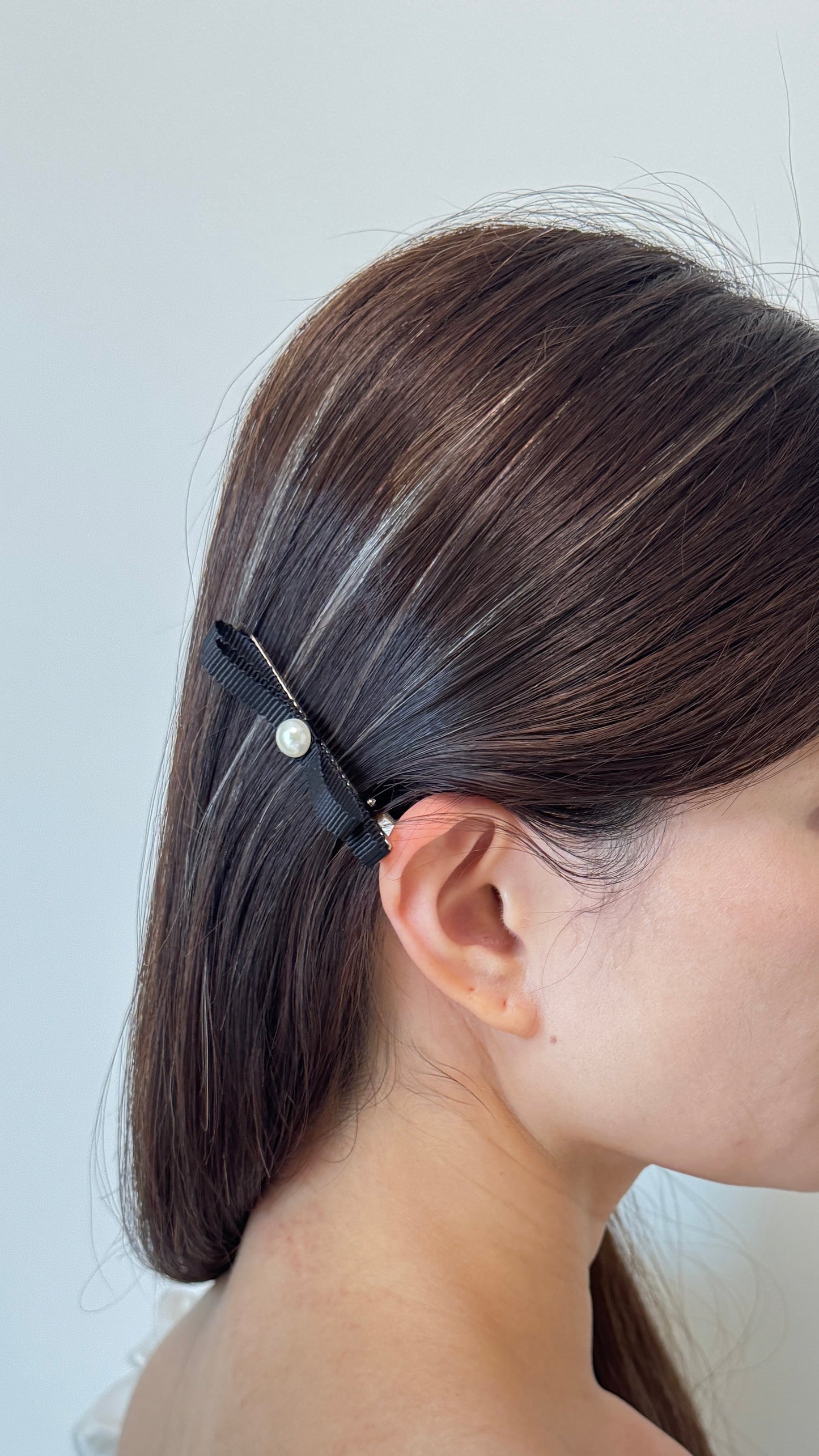 Pearl Bow Hair Clip Set