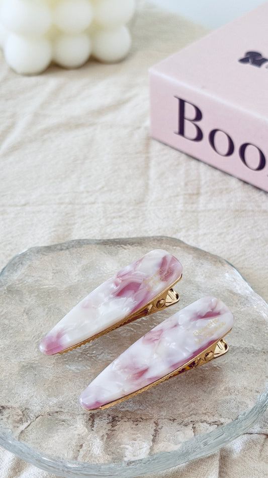 Marble Barrette Clip Set